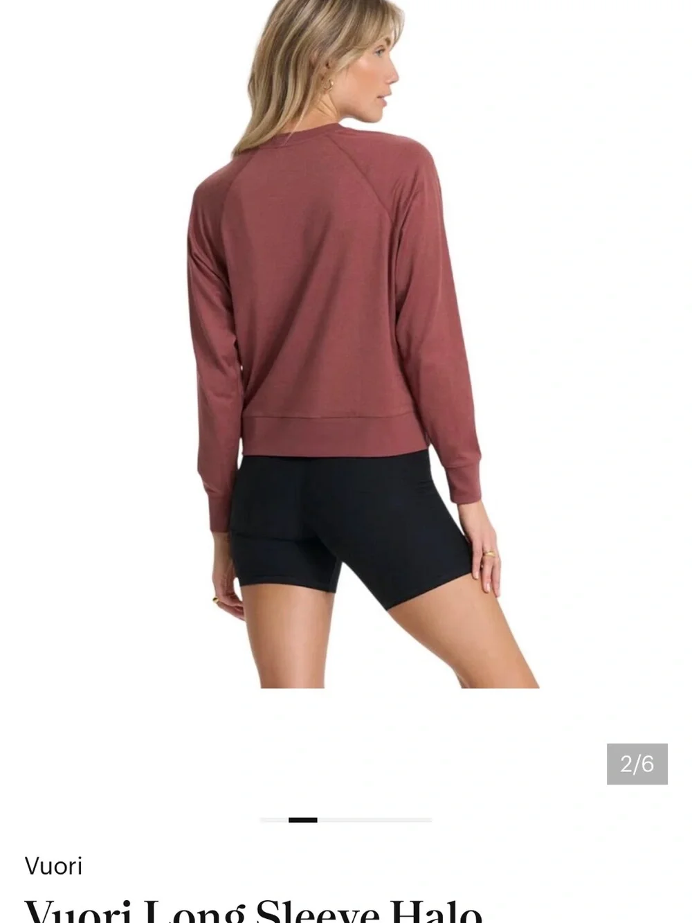 Vuori Women’s Halo Crewneck pullover, Small, Rosewood - Picture 2 of 16